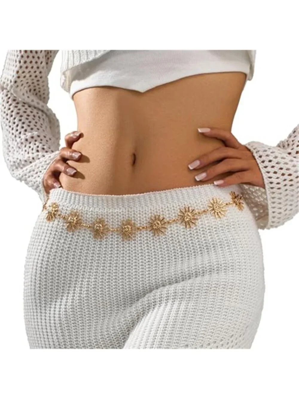 Metal Sunflower Waist Chain Belt Bikini Sun Waist Chains Jewelry Summer Beach